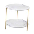 thumbnail image 4 of Abbracc Table d'Appoint de Canapé de Luxe Léger Table de Bout en Marbre Déco Petit Appartement Double Couche Blanc Rond, 4 of 9