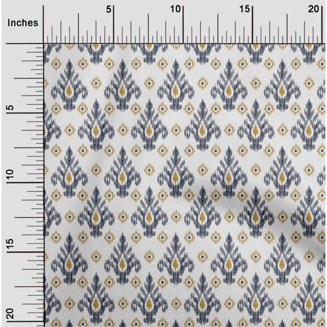 oneOone Polyester Lycra Fabric Diamond & Swirl Ikat Printed Fabric 1 Yard 56 Inch Wide