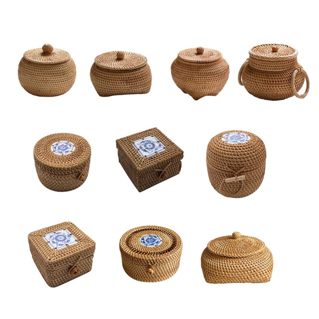 ziyahi Panier de Rangement en Rotin Moderne Remplacement Couleur Unie Tressé Inodore pour Chambre à Coucher Seau Conteneur Type 5