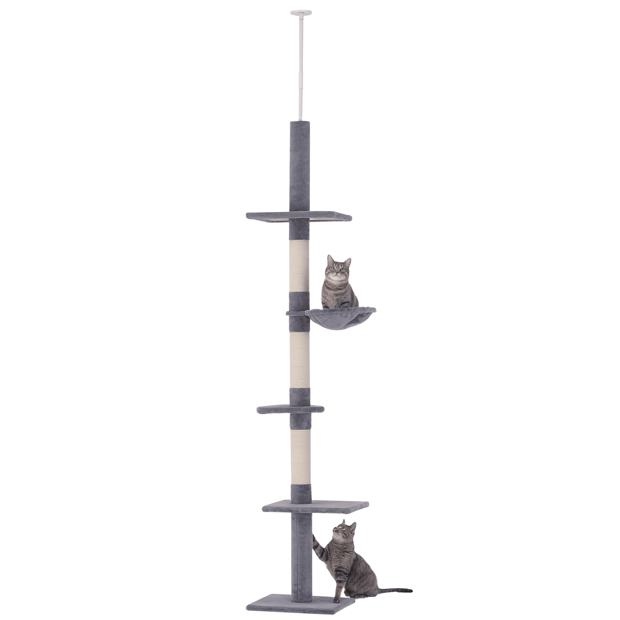 CoSoTower 8.5ft Cat Climbing Tree 5-Tier Cat Activity Center Floor-to-Ceiling Cat Climber Toy with Scratching Post Play Rest Post Pet Furniture Grey