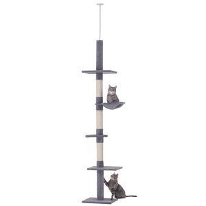 CoSoTower 8.5ft Arbre d'escalade du chat 5-Tier Centre d'activités Cat Jouet d'escalade Cat de plancher à enceiling avec scratching post jouer Rest Post Pet Furniture Grey