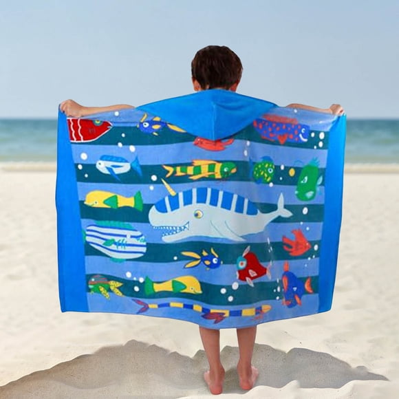 Kids Hooded Beach Bath Towel Baby Surf Poncho Toddlers Soft Real Wrap Changing Robe For Boy Girl Shower/Beach/Pool Child Cover Ups 50"x30" Large Towel Wrap Pools Big Pools for Backyard Rectangle Pools