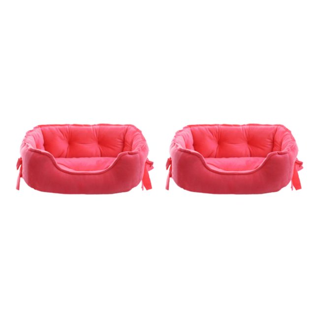 Baohd Dog Kennel Raised Rim To Provide Cozy And Nest-Like Feel Pet Beds Soft rose red S 2Set