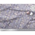 thumbnail image 2 of Soimoi Purple Satin Silk Fabric Check & Floral Print Sewing Fabric BTY 42 Inch Wide, 2 of 3