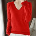 thumbnail image 4 of asjyhkr Tops For Women Long Sleeve Knit Cotton V Neck Sweater Pullover Basic T Shirts Solid Color, 4 of 7