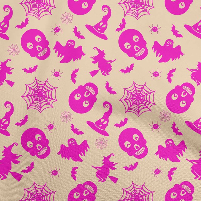 oneOone Tissu Popeline de Coton Beige Matériel de Robe d'Halloween Tissu Imprimé Tissu au Mètre 56 Pouces de Large
