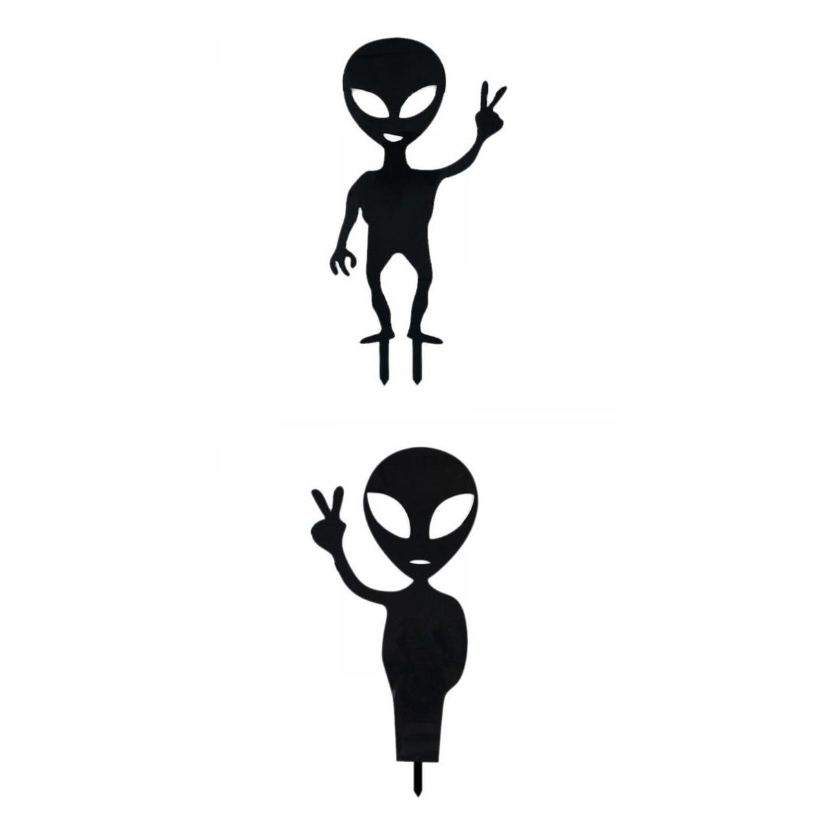2pcs Acrylic Home Garden Outer Alien Stake Cute Silhouette Outdoor Decor