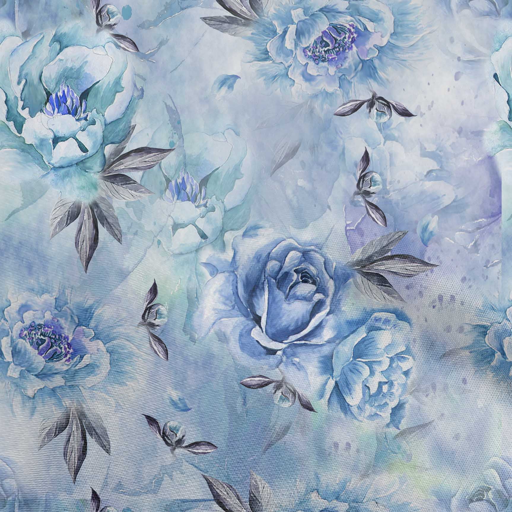 oneOone Velvet Medium Blue Fabric Florals Sewing Craft Projects Fabric Prints By Yard 58 Inch Wide