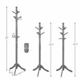 thumbnail image 2 of Patiojoy Free Standing Coat Rack Solid Wood Cat Tree w/9 Hooks & 2 Adjustable Height Grey, 2 of 5