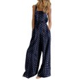 thumbnail image 1 of Innerwin Combinaison Longue Imprimée Florale pour Femmes Pantalon Large Été Sans Manches Ample une Pièce Bleu Marine à Pois TG, 1 of 2