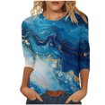 thumbnail image 2 of UPPADA Blouses pour Femmes Grande Taille à Manches 3/4, T-Shirts à Imprimé Floral Teintable, Chemises Décontractées Tendance à Col Rond, Chandails Confortables à Enfiler, Hauts Blouses Mignons d'Été, Chemises à Manches 3/4 pour Femmes, Économie, 2 of 5