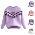 thumbnail image 4 of Chandail pour Bébé Fille Col Rond Manches Longues Imprimé Dessin Animé Tricot Automne Hiver Chandail en Molleton Violet, 4 of 4