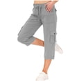 thumbnail image 2 of Shorts Capris Cargo pour Femmes, Pantalons Capris Cargo de Randonnée pour Femmes, Capris Cargo Amples pour Femmes avec Poches Taille Extensible, Shorts Légers à Séchage Rapide pour l'Extérieur, Sport, Voyage, Décontractés, Amples et Confortables, 2 of 7