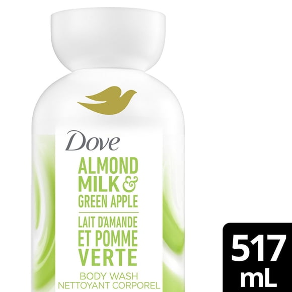 Dove Plant Milk Cleansing Body Wash for Moisturized Skin Almond Milk & Green Apple, no Sulfate cleansers or Parabens, pH balanced, 517mL