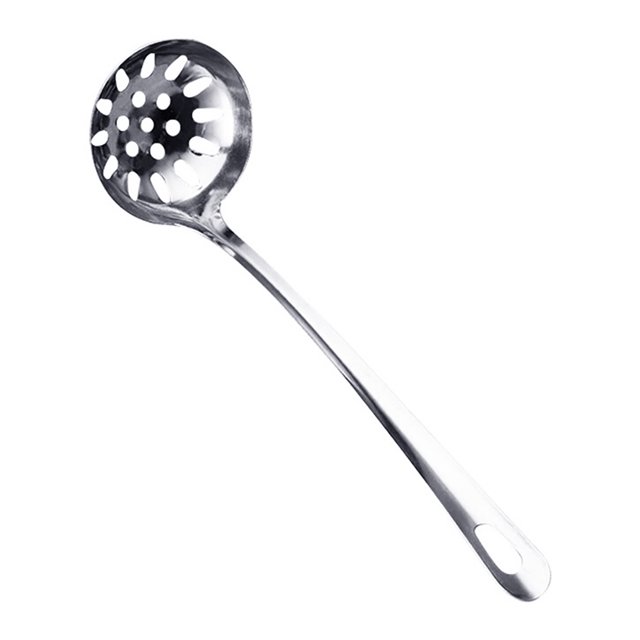 HEVIRGO Soup Ladle Colander Spoon High Temperature Resistant Long Handle Stainless Steel Hanging Hot Pot Scoop for Kitchen
