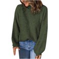 thumbnail image 1 of Blouse à Col Roulé à Manches Longues pour Femmes Automne et Hiver, Chandail Décontracté à Col Roulé pour Femmes, Hauts Unis à Manches Longues en Tricot, 1 of 8