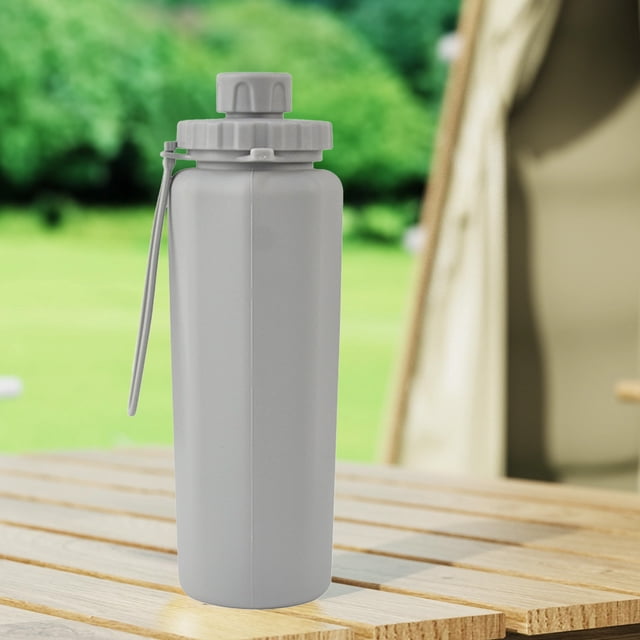 Outdoor Foldable Sports Water Bottle 600ml - High Temperature Proof Silicone Kettle | Portable Collapsible Design for Camping, Hiking, Sports | With Durable Lifting Rope | Leakproof | Sky Blue