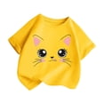 thumbnail image 3 of PMVFHDE Hauts Fille Hauts pour Fille 2025 Hauts d'Été Tendance Hauts Filles Hauts Fille Été Enfant Filles Mignon Graphique Col Rond Manches Courtes T-Shirt d'Été Décontracté T-Shirt Jaune, 3-4 Ans, 3 of 5