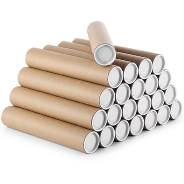 Kraft Mailing Tubes with Caps, 23 Pcs Kraft Cardboard Tubes, Mailers Shipping Tubes Poster Tubes for Storing, Mailing, Documents, Arts, Paper Roll