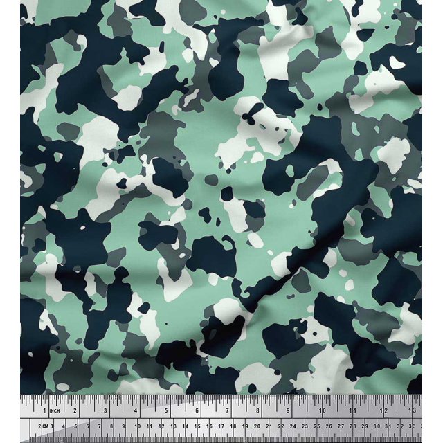 Soimoi Rayon Fabric Two Tone With White Camouflage Fabric Prints By Yard 56 Inch Wide