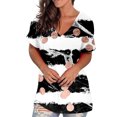 thumbnail image 2 of Débardeurs Grande Taille pour Femmes Col Rond Imprimé T-Shirts Manches Courtes Blouse Ample Col en V T-Shirt Femmes en Solde, 2 of 5