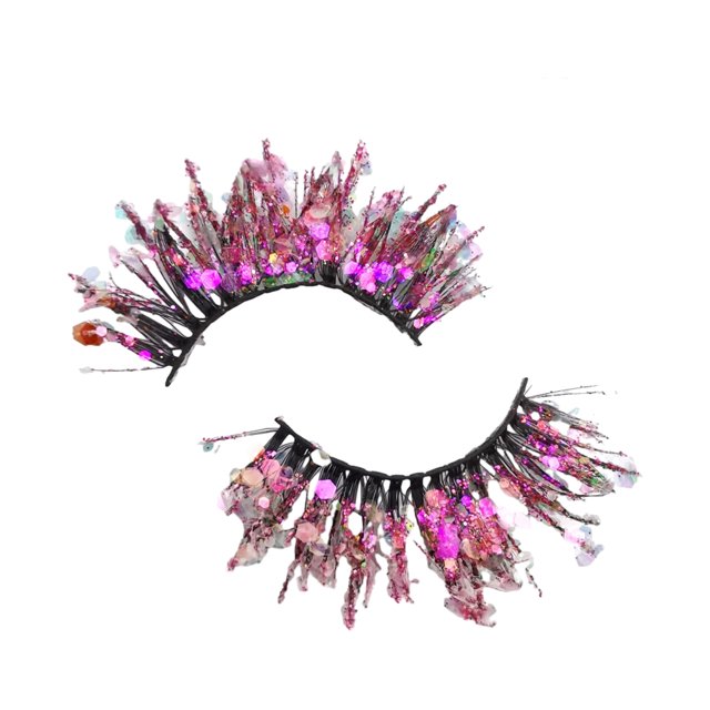 Decodeary 2 Pcs Style de Vacances avec Cils Pailletés avec Paillettes Professionnel Q-41