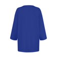 thumbnail image 4 of DENGDENG 3/4 Sleeve Tops for Women Casual Button Down T-Shirts Summer Crew Neck Elbow Sleeve Blouse Solid Color Three Quarter Length Shirts Boho Clearance Tunic Tops Dark Blue XL, 4 of 6