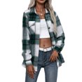 thumbnail image 1 of Women Plaid Flannel Shirt Jacket Button Down Lapel Long Sleeve Shacket Cardigan Coats Fall Spring Clothes, 1 of 6