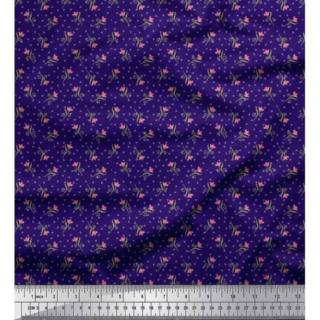 Soimoi Polyester Crepe Fabric Swirl,Triangle & Floral Artistic Print Fabric by Yard 52 Inch Wide
