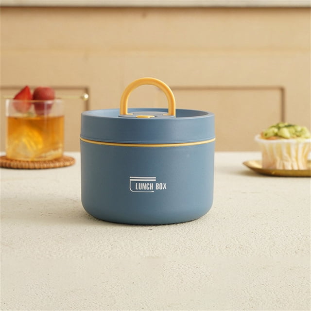 Thermal Cooking Pot, Stackable Stainless Steel Lunch Container, Double Layer Insulated Food Container, Portable Round Thermal Lunch Container for Work Outdoor Dining, 1 Pcs, 4.54x2.56"