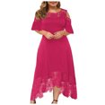 thumbnail image 1 of LSLJS Robe Grande Taille pour Femmes Aguichant à Volants Sans Bretelles à Empiècements en Dentelle à Manches Courtes, Robe Grande Taille, 1 of 7