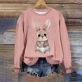 thumbnail image 2 of Penkiiy Chemises de Pâques pour Femmes 2024 Manches Longues Mignon Lapin Col Rond Chandail en Molleton Graphique Lapin Décontracté Été Blouse Tunique Hauts S Rose, 2 of 6