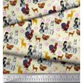 thumbnail image 2 of Soimoi Cotton Duck Fabric Reindeer,Hen & Cock Bird Print Fabric by The Yard 56 Inch Wide, 2 of 3