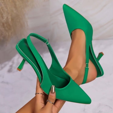 Drppepioner Sandales pour Femmes, Nouvelles Sandales d'Été pour Femmes Grande Taille, Bonnes avec Satin, Sandales à Talons Hauts à Bout Dégagé, Bride Arrière, Chaussures à Talons Hauts Vert