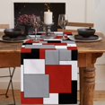 thumbnail image 2 of Irregular Geo Cotton Linen Table Runner Dresser Scarves,White Grey Black Red Abstract Geometric Table Runners for Dinning Table,Farmhouse Kitchen Decor,Holiday Dinner Decoration-13x70 Inch, 2 of 8