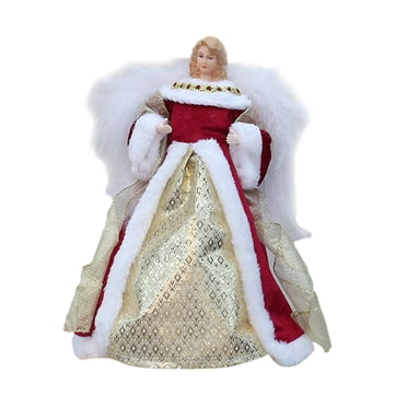 Angel Tree Top Christmas Ornament Decoration 12 Inch Angel Tree Topper for Home, Red