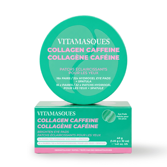 Vitamasques Tampons pour les Yeux au Collagène et à la Caféine contre les Cernes, les Poches et la Déshydratation, Pot