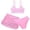 Pink, variant on Splozh Girls Bikini Beach Swimwear Girls 3 Piece Swimsuit Bathing Suit Cute Floral Print Bikini Set with Skirt Kids Swimwear Pink,7-8 Years