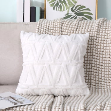 Yhmxh Pillows,Throw Pillows Solid Color Intersection Plaid Decorative Pillowcase 40x40cm For Living Room Sofa Bed Fashionable Home Decoration Soft Furry Cushions Sofa Pillowcases