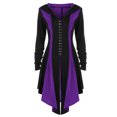 thumbnail image 2 of IROINID Manteau Long Confortable pour Femme, Pardessus à Couleurs Contrastantes, Manches Longues, Vêtement d'Extérieur, Violet, 2 of 5