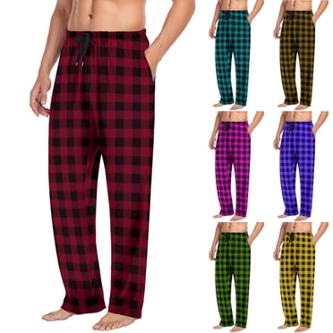 DIOAZUD Mens Pajama Pants Soft Plaid Sleep Pant Drawstring Waist Loose Nightwear Pj Bottoms Lightweight Comfy PJ Bottoms with Pockets