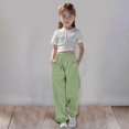 thumbnail image 2 of Girls Linen Pants Pants for Gymnastics Girls Medium And Large Children Casual Girls Solid Color Drawstring Sweatpants, 2 of 6