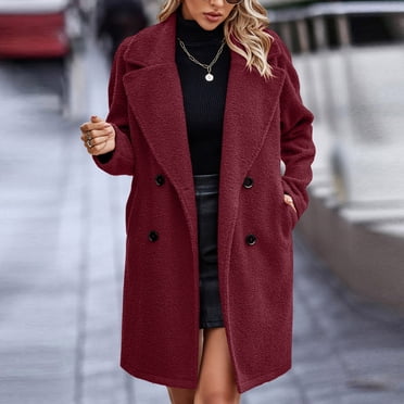 LOVZFMLL Jackets for Women's Fashion Winter Solid Color Top Button Pockets Thirt Long Sleeve Coat