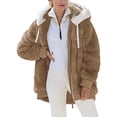 thumbnail image 1 of Heliisoer Plus Women Size Winter Warm Loose Plush Zip Hooded Jacket Coat, 1 of 5
