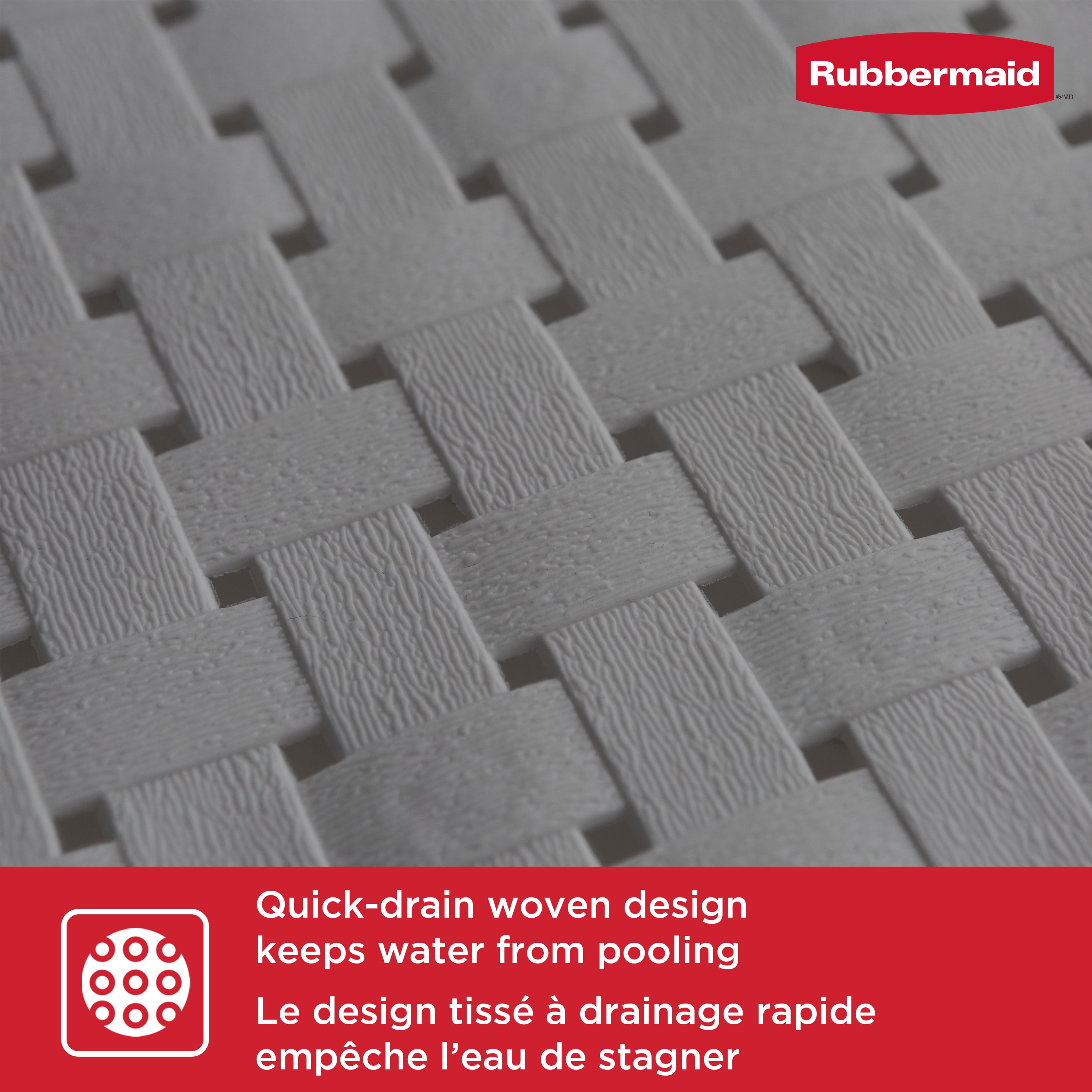 Rubbermaid Instamat Bath Tub Shower Mat, Non-Slip, Hangs on Showerhead for Quick Drying, 27.2" x 15.2", Gray