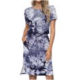 thumbnail image 2 of Robes d'Été Grande Taille pour Femmes 2024 Décontractées Col Rond Bretelles Manches Courtes Imprimé Floral Robe Ample avec Poche Économisez jusqu'à 65 %!, 2 of 7