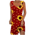 thumbnail image 1 of Penkiiy Robes d'Été pour Femmes 2024 Décontractées Ajustées Amples Couleur Unie Col Rond Tempérament Élégantes Robes Dos Nu L Rouge, 1 of 5
