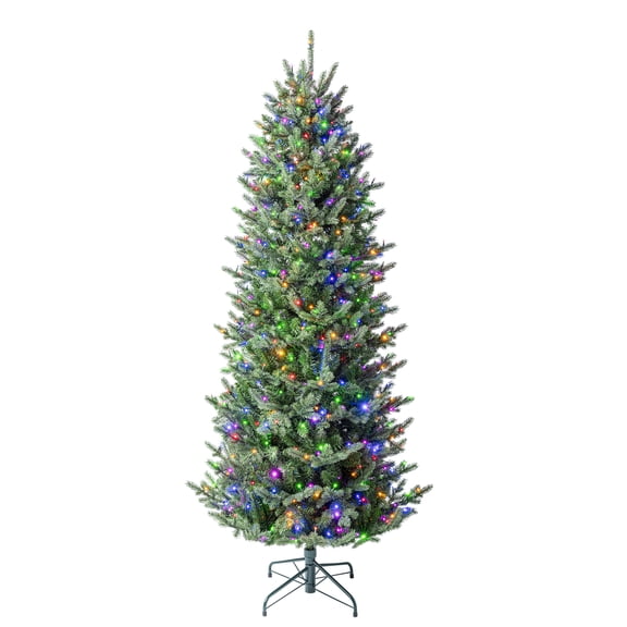 Holiday Time Arbre de Noël artificiel Épinette Mince Verona Pré-Éclairé de Simple Shape Quick SetMD 6.5 pi (1,98 m) en PE/PVC - Vert