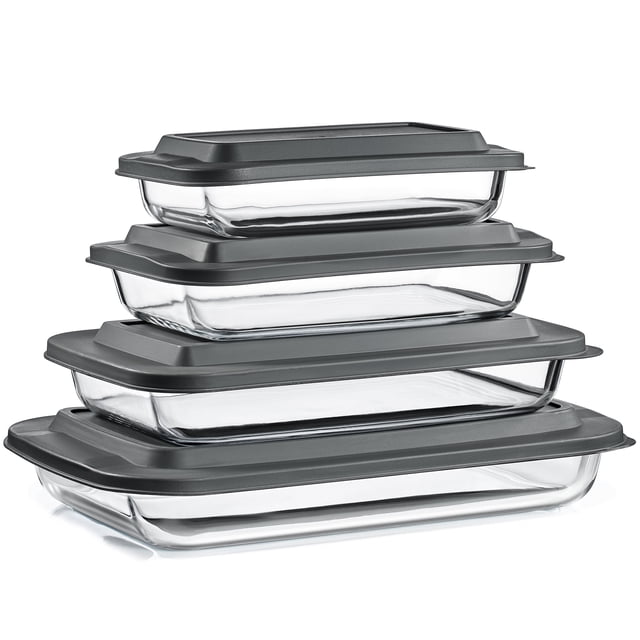 Sorbus Deep Glass Baking Dish, Meal Prep Storage Container Set of 4 with Lids (8 Pcs)