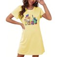 thumbnail image 4 of Fridja Liquidation T-Shirts Patriotiques pour Femmes Chemise de Nuit Courte Surdimensionnée Mode Imprimé Poitrine Manches Courtes Robe de Nuit Vêtement d'Extérieur (Jaune, P), 4 of 5